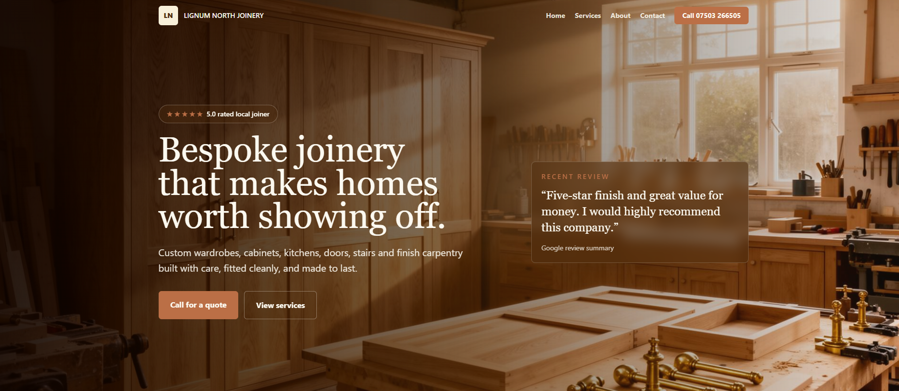 Lignum North Joinery website demo